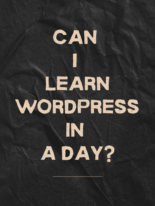 Can I learn WordPress in a day?
